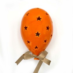 Palloncino Decorativo In Ceramica Arancione – Da Parete, 12 Cm, Design Italiano Con Supporto Incluso